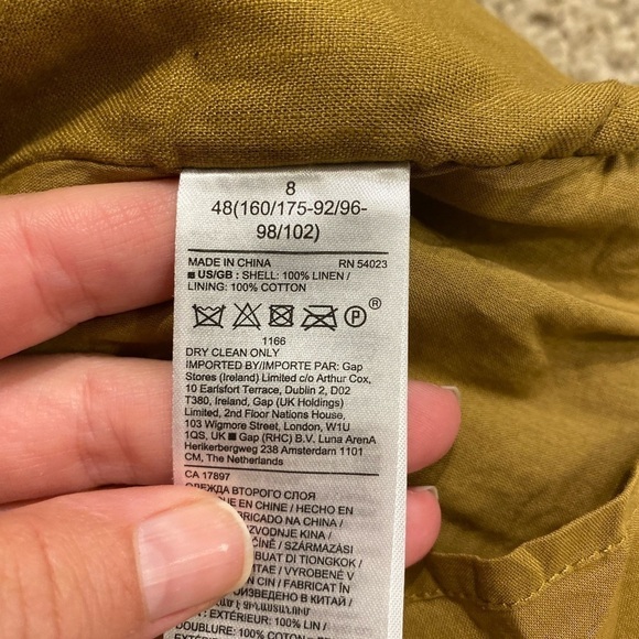 Banana Republic Women’s Linen Balloon Sleeve Button Down Mini Dress Green Size 8 - Picture 10 of 11